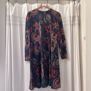 Etro Italy autumnal paisley puff sleeve dress *size medium